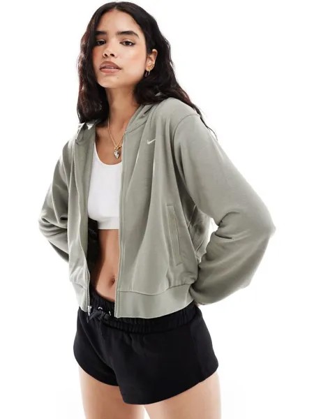 Серая худи на молнии на молнии Nike French Terry