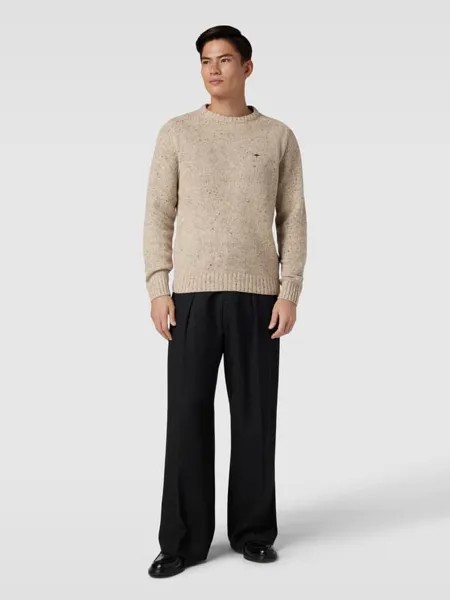 Вязаный свитер меланжевого цвета, модель «Донегол» Fynch-Hatton, молочный