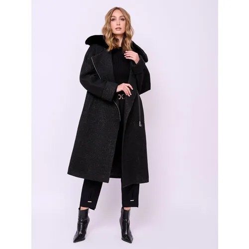 Пальто  Franco Vello, демисезон/зима, силуэт прямой, удлиненное, размер 48, черный