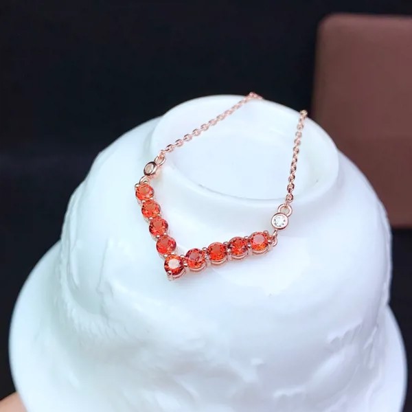 SHILOVEM 925 стерлингового серебра натуральным гранатовые кулоны Ювелирные украшения для женщин Свадебные оправляем ожерелье подарок 3*3 мм Новы...
