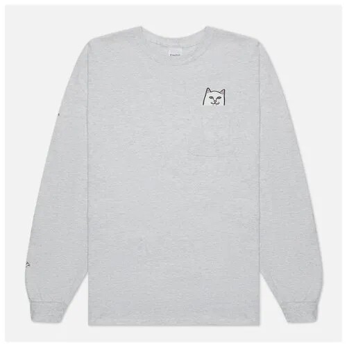 Мужской лонгслив Ripndip Lord Nermal Pocket серый , Размер XL