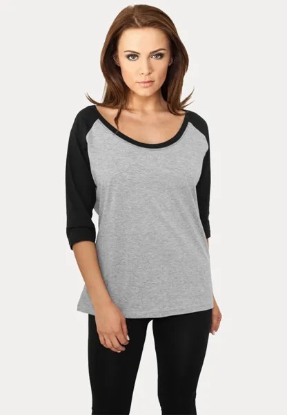 Футболка с принтом Ladies 3/4 Contrast Raglan Tee Urban Classics, цвет grey/black