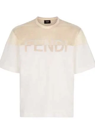 Fendi сетчатая футболка с вышитым логотипом