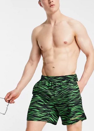 Шорты для плавания с тигриным принтом COLLUSION-Зеленый цвет