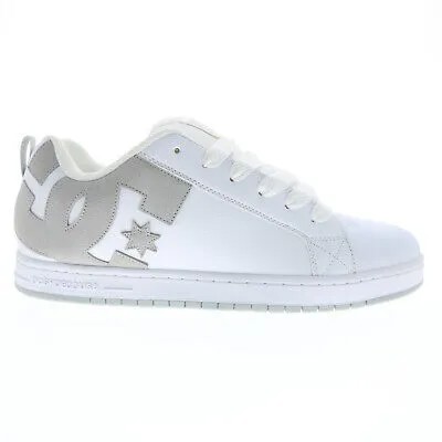 DC Court Graffik 300529 Мужские белые кожаные низкие кеды на шнуровке Skate Sneakers Shoes