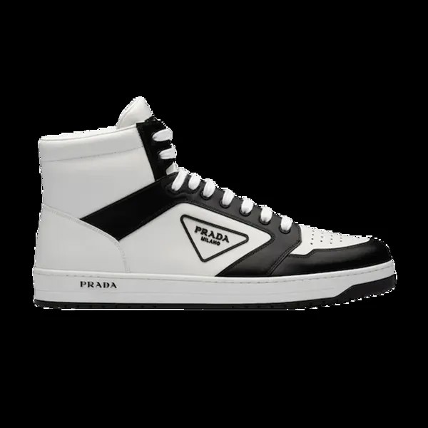 Кроссовки Prada District Leather Sneaker High 'White Black', белый