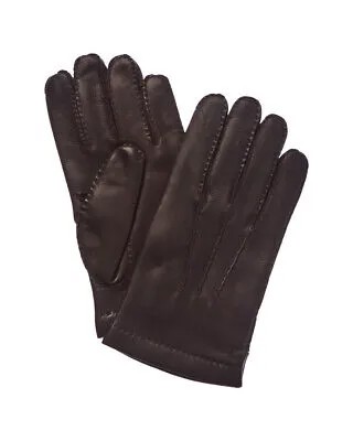 Мужские кожаные перчатки Portolano шоколадного цвета на кашемировой подкладке