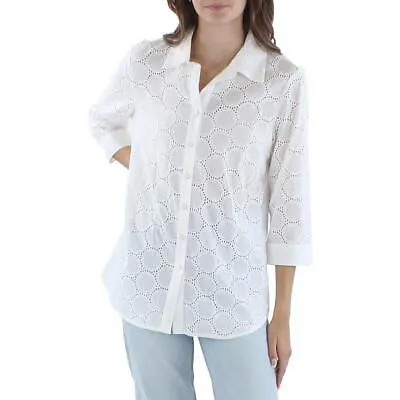 Женская рубашка Anne Klein с острым воротником и пуговицами с люверсами BHFO 0091
