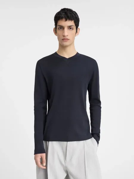 Приталенная футболка с длинными рукавами Le Pesco manches longues Jacquemus, темно-синий