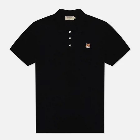 Мужское поло Maison Kitsune Fox Head Patch Classic, цвет чёрный, размер L