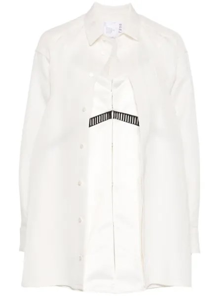 Sacai многослойное платье-рубашка, белый