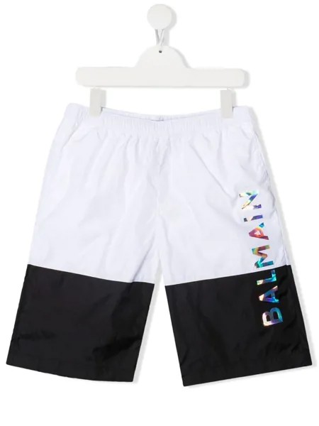 Balmain Kids плавки-шорты в стиле колор-блок с логотипом