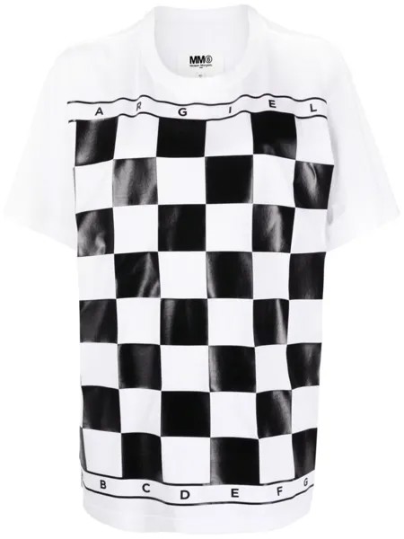 MM6 Maison Margiela клетчатая футболка, белый