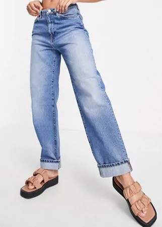 Прямые джинсы с отворотами голубого цвета NA-KD-Голубой