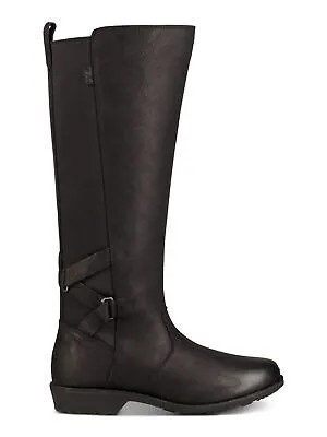 TEVA Женские черные кожаные сапоги для верховой езды с черными ремешками на блочном каблуке Ellery 6.5
