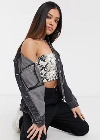 Черная джинсовая куртка в стиле oversize Missguided Petite-Черный