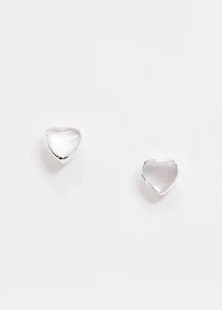 Серебряные серьги-гвоздики с сердечками ASOS DESIGN-Серебряный