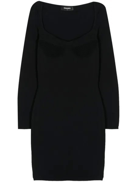 Dsquared2 knitted crepe mini dress, черный