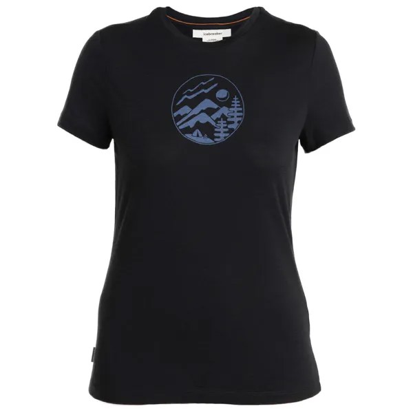 Рубашка из мериноса Icebreaker Women's Tech Lite III S/S Tee Camping Circle, черный