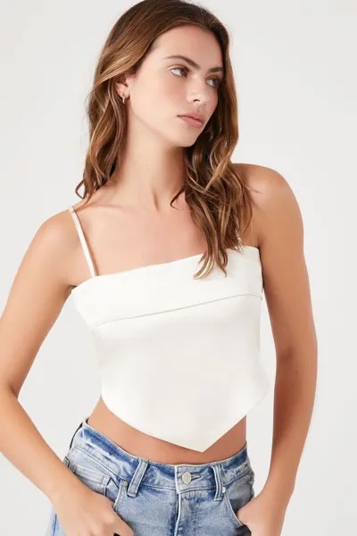 Укороченная майка из атласного платка Forever 21, кремовый