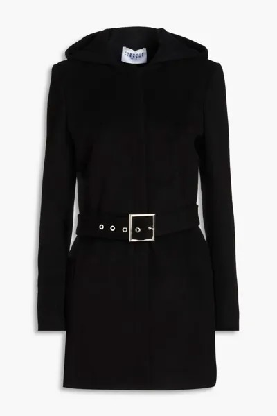 Пальто Gib из смесовой шерсти с капюшоном и поясом Claudie Pierlot, черный