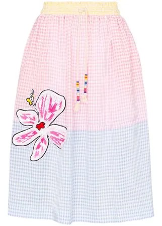 Mira Mikati юбка в клетку гингем с нашивками