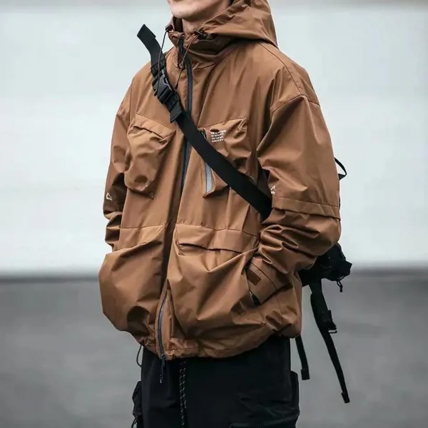 Высококачественная Водонепроницаемая ветровка с капюшоном ARENS, Мужская одежда, уличная одежда, куртки, свободные функциональные рабочие пальто в стиле Харадзюку