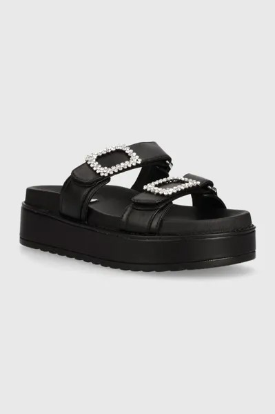 Монументальные кожаные тапочки Steve Madden, черный