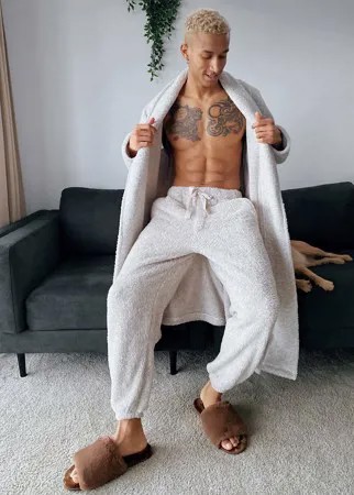 Бежевые джоггеры из флиса для дома от комплекта ASOS DESIGN-Бежевый