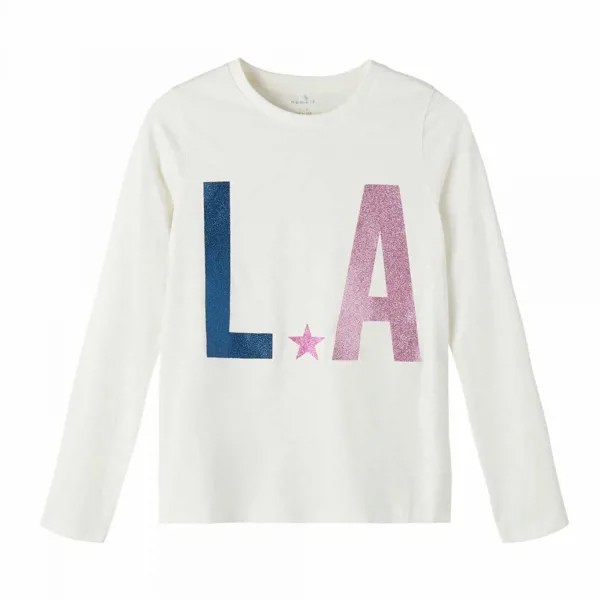 Хлопковая футболка с длинными рукавами и надписью L.A. для детей NAME IT