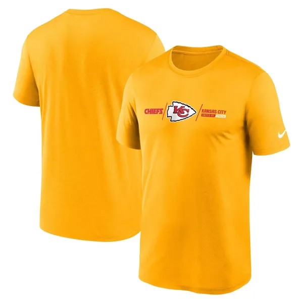 Мужская золотая футболка Kansas City Chiefs Horizontal Lockup Legend Performance Nike