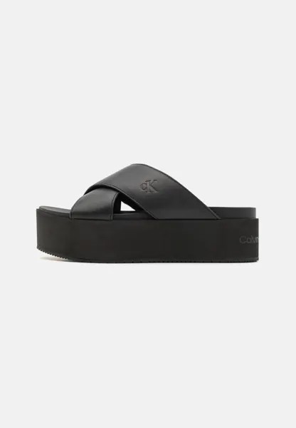 Тапочки Flatform Cross Calvin Klein Jeans, цвет triple black