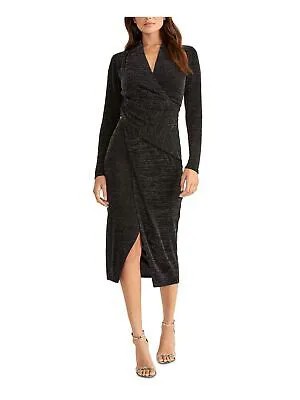 RACHEL RACHEL ROY Женское черное вечернее платье миди с длинными рукавами и V-образным вырезом M