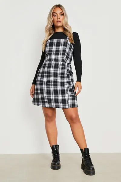 Фланелевое платье-джемпер с запахом plus Boohoo, черный