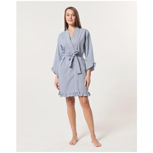 Халат Eileen West средней длины, укороченный рукав, пояс, размер L/XL, серый