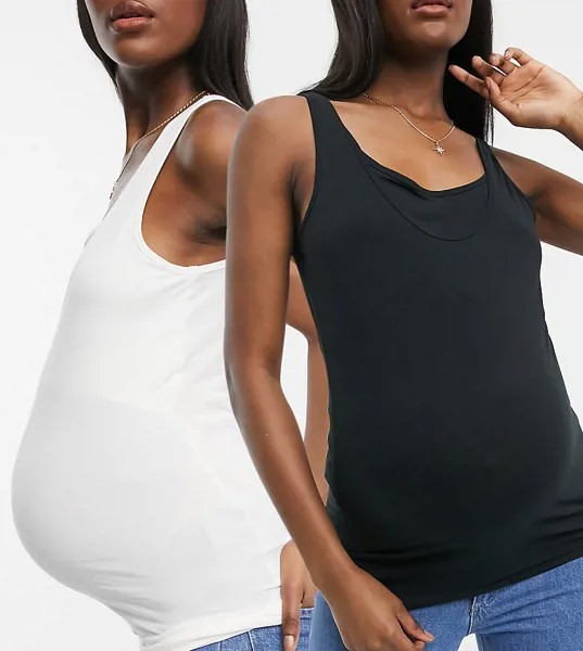 Набор из двух маек для кормления черного и белого цвета Mamalicious Maternity-Многоцветный