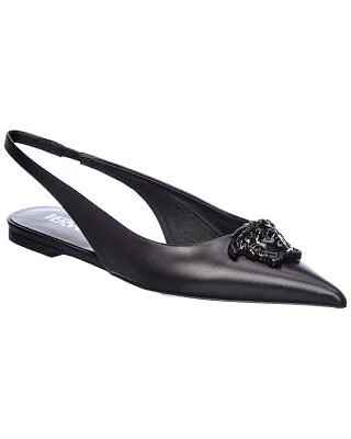 Versace La Medusa Женские кожаные туфли без пятки на плоской подошве