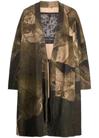 Ziggy Chen пальто с абстрактным принтом и завязками