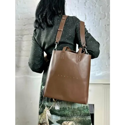 Сумка шоппер Polina & Eiterou PE 994 Caramel, фактура гладкая, коричневый