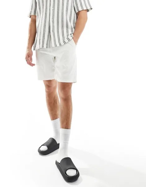 Белые льняные шорты Selected Homme
