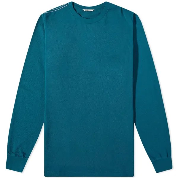 Лонгслив Auralee Cotton Mesh Tee, темно-бирюзовый