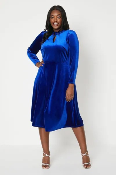 Платье миди Curve с вырезом в виде замочной скважины Dorothy Perkins, синий