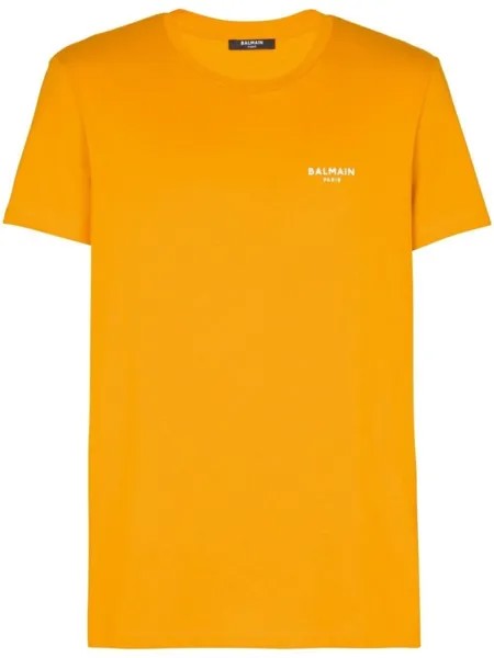 Balmain logo-print cotton T-shirt, оранжевый