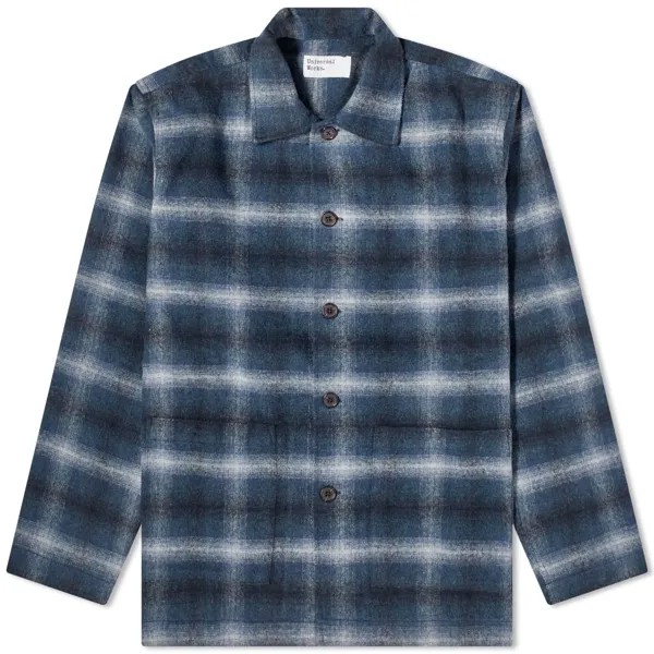 Рубашка Universal Works Wool Flannel Easy Overshirt, темно-синий