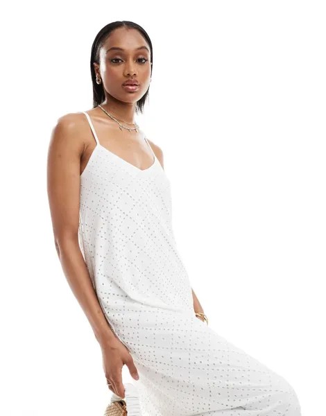 Белое платье макси из джерси с v-образным вырезом Vero Moda Tall