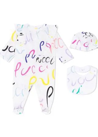 Emilio Pucci Junior комплект из пижамы, шапки и нагрудника