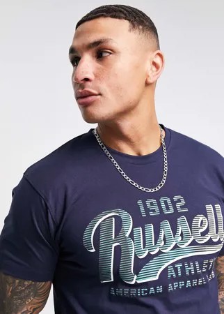 Темно-синяя футболка с градиентным логотипом Russell Athletic-Красный