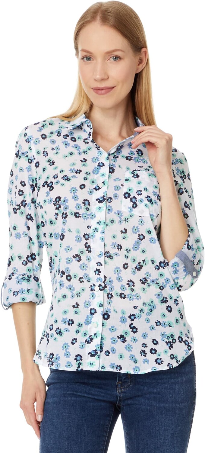 Рубашка Tommy Hilfiger Carnation Roll Tab, цвет Bright White Multi