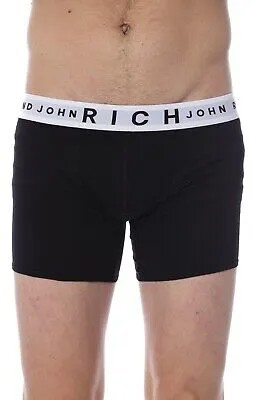 RICH JOHN RICHMOND Нижнее белье, черные хлопковые эластичные брендовые трусы-боксеры, упаковка из 2 шт., размер США