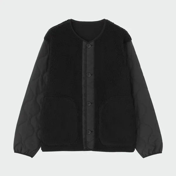 Комбинированный кардиган из флиса боа PLST, черный